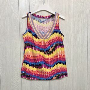 Boden Multicolor V-Neck Tank Top - Yellow, Pink, Blue